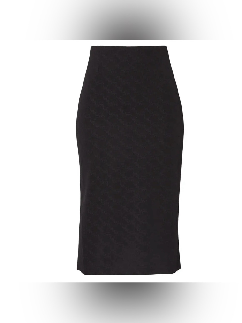 Miaou Moni Black Logo Print Midi Skirt Fitted Pencil XS Stretch